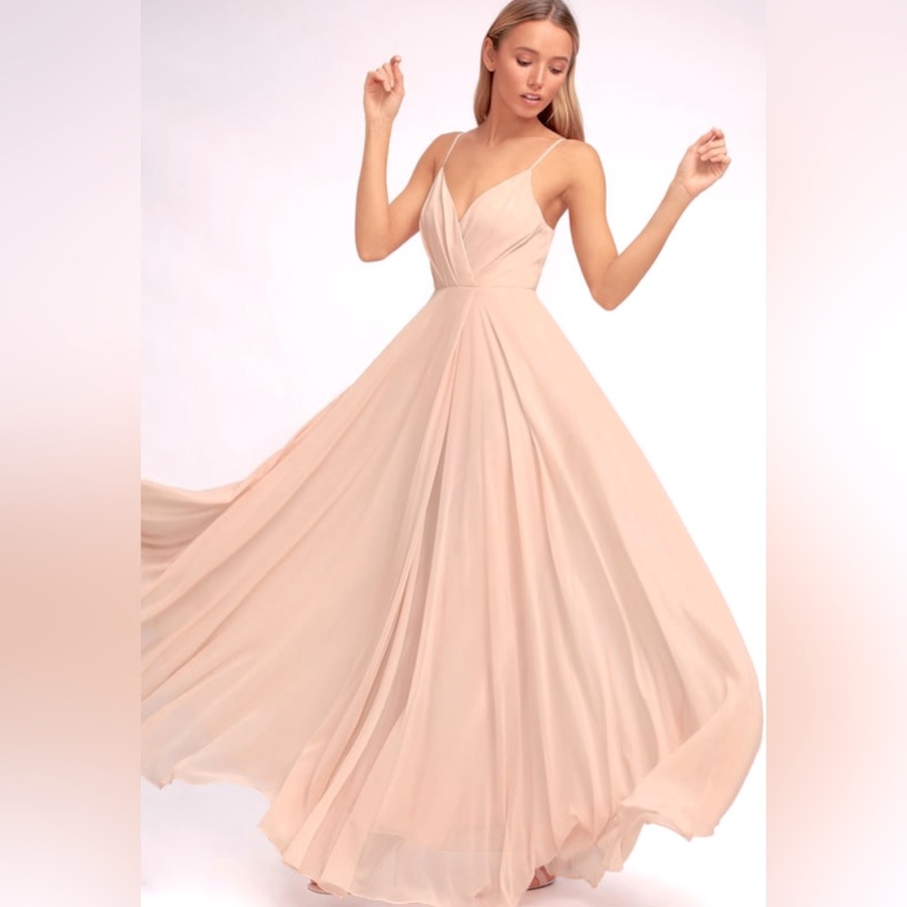 NEW Lulus All About Love Blush Pink Maxi Dress size XL